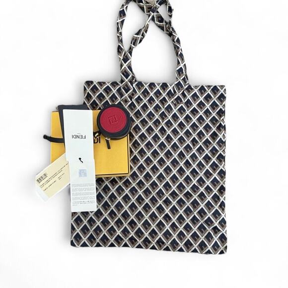 Fendi Keychain Calfskin Tote Bag Charm – Red Logo Patch, Gold Hardware - Picture 8 of 11